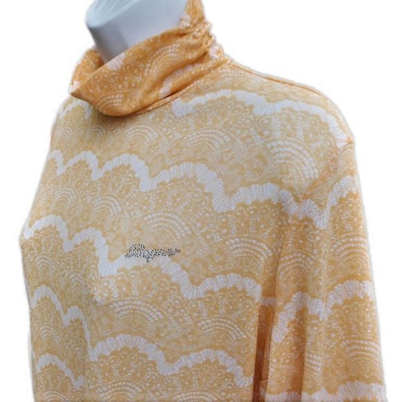 Bogner Tops - Bogner Mesh Mock Neck Top Stretchy Lite Geo Crystal Logo Light Peach Vintage M